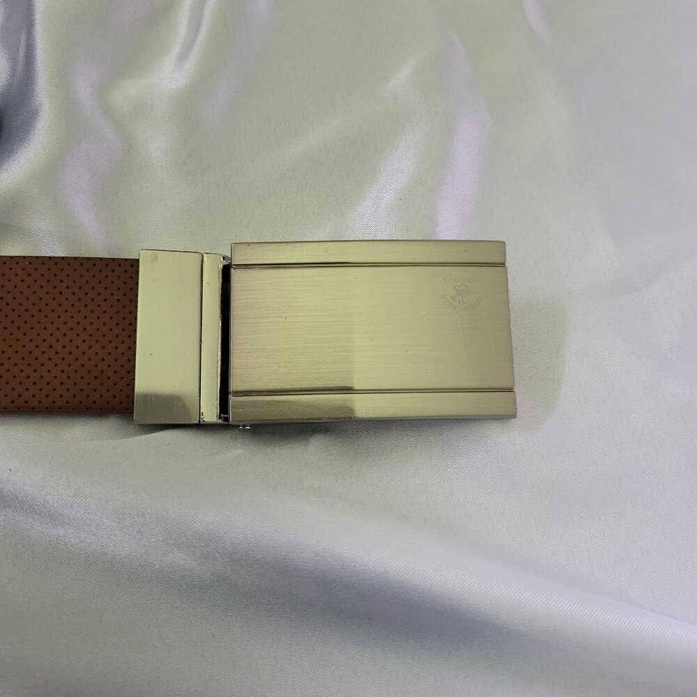Beverly Hills Polo Club Men’s Belt – Brown Leather, Silver Buckle
